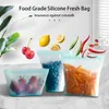 8 pièces/ensemble sac de rangement à fermeture éclair scellé sac alimentaire en Silicone cuisine Fruits légumes Snack stockage sûr sacs de congélateur 500 ml/750 ml 240125