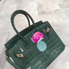 AAbirdkin Designer Totes Bag Pink Crocodile Pattern Handbag Leather One Shoulder Messenger Women's Bag 25 30 32KP