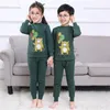 Estilo dos desenhos animados crianças algodão roupa interior térmica terno de três camadas grosso roupas quentes meninos meninas inverno macio casa roupas pijamas 240130