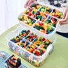 Boîte de rangement pour blocs de construction, petites particules, Puzzle LEGO, rangement Transparent réglable, transport de jouets durables 240124