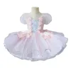 Stage Wear Children Ballet Skirt Flower Performance Costume Modern Dance Dress Girls Pink Purple Princess Suits