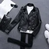 النسخة الكورية من Slim Pu Leather Jacket Women's Spring / Autumn Winter Motorcycle Leather Coat Short 240124