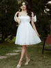 Casual Dresses Tosheiny Mini Mesh Strapless Bowknot Tulle Homecoming Dress White Prom Party