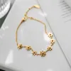 Anklets 2023 Fashion 18K الذهب المطلي بالفولاذ المقاوم للصدأ Daisy Flower Beach Barefoot Sandal Foot Jewelry for Women Girl YQ240208