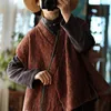 QPFJQD Vrouwen Retro Bandage Katoenen Vest Jassen V-hals Winterkleding 2024 Vrouwelijke Chinese Stijl Warm Mouwloos