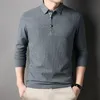 Spring Autumn Men's Loose Long Sleeve Polo Shirt Casual Lapel Plaid Business Collar T Tops 240129