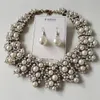 ZA – collier et boucles d'oreilles en perles d'imitation pour femmes, ensemble de bijoux en cristal indien, grand collier ras du cou, 240125