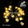 Guirlande lumineuse Led de pâques, 2m, 20 lumières, décor, œufs colorés, poussins de lapin, fournitures de décoration joyeuses, 240122