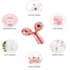 5in1 24K or beauté baguette visage masseur électrique vibrant Rose Quartz 3D rouleau levage corps Gua Sha Jade 240118