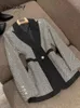 Yitimuceng Pailletten Frauen Anzüge Büro Sets Mode Schlank Single Button Drehen Unten Kragen Blazer Vintage Flare Hosen 240202