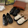 Geklede schoenen Zwart platform Dames met veters Lage hak Japanse stijl Vintage studentenpompen