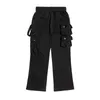 Calças masculinas Retro Moda Original Carga Flare Sweats Homens Múltiplos Bolsos High Street Cor Sólida Esportes Slim Fit Sweatpants