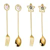 Dinnerware Sets Mixing Tableware Gold Kitchen Spoon Pendant Creative Shaped Stainless Fork Five-pointed Heart-shaped Steel Star Home