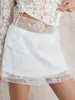 Skirts Women S Summer Mini White Tiered Lace Floral Mesh Skirt For Daily Travel Parties