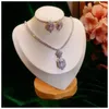 Ensembles de bijoux pour femmes S925 Sterling zircon cubique boucles d'oreilles colliers pendentifs ensemble de mariage de mariée bijoux fins 240130