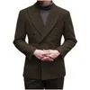 メンズスーツヘリンボーンメンファッションダブル胸肉コスチュームhomme homme wedding tuxedo teno masculino prom Groom 2 pcs Slim Fit Blazer