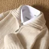 Mensrock Vinter förtjockad 100 Merino Wool tröja Business Casual Zipper Lapel Cardigan Långärmad varm stickad jacka 240202