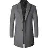 High Quality Winter Coats Male Business Casual 40% Wool Trench Men Long Blends Jackets CoatsSize 4XL 240125