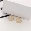 Stud Earrings 925 Sterling Silver Micro Inlay Zircon Heart Women's 14k Gold Plated Exquisite Earring Girls Birthday Gift Jewelry