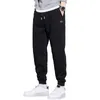 Calças masculinas homens bottoms grosso quente retalhos sweatpants com cordão de tornozelo elástico cintura média virilha profunda para esportes casuais