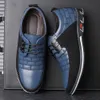 Klassiek casual merk Fashion Pu Leather Black Breathable Business Lace-Up Men Shoes Big Size 240306 9796