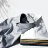 Luxury Men's Social Dress Shirts Spring Autumn Smooth Soft Wrinkle-resistant Non-iron Solid Color Casual Ice Silk Stain Wedding 240129
