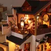 DIY Wooden Dollhouse Chinese Town Architecture Doll Houses Miniatures with Furniture Toys for Children Friend Birthday Gift 240202