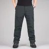 Calças masculinas inverno velo casual quente grosso baggy algodão outwear dupla camada à prova dwaterproof água exército militar tático