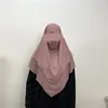 Etnik Giyim Şifon Uzun 2 Katman Khimar Kadın Müslüman Ramazan Duası Hicab Eşarp Jilbab Eid Hijabs İslami Kravat Geri Dikkar Djellaba