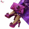 Specials Design Magenta Color Nigerian Women Shoes and Bag Set High Quality Slingback Sandals with Appliques for Wedding 240130