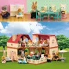 Simulation Kitchen Forest Family Small House Double Three- Story Villa Reindeer Animal Model Girl Dollhouse Furniture Toy Gifts 240202