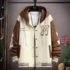 Trendy Hip Hop Baseball Uniforme À Capuchon Unisexe Léger Sportswear Veste Hommes Bomber Vestes Automne Manteau Lettre Imprimé 240201