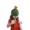 Berretti Cappello natalizio all'uncinetto per adulti lavorato a maglia verde antivento berretti per neonati genitore-figlio