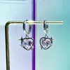 Studörhängen 925 Silver Needle Zircon Love Heart Earring For Women Ear Pierced Fashion Wedding Party Jewelry Gift Pendientes EH1815