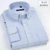 コットンオックスフォードストライプの格子縞のロングリーブシャツ用ドレスシャツ高品質の純粋な色のビジネスボタンアップ8xl 7xl 240119