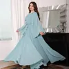 Vêtements ethniques Femmes Robe Ramadan Gurban Patchwork Mousseline de soie Col rond Évasé Sommeil Éléphant pour la cérémonie Longue Robe Abaya