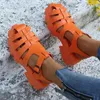 Sandals 2024 Selling Women's Shoes Closed Toe Roman Buckle Strap Square Heel Round