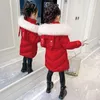 Down Coat Girls Winter Jackets Fur Outerwear Overalls 4 To 14 Years Warm Clothes Kids Teenage Cotton Parka Snowsuit Children Tops