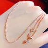 Ketten 585 Lila Gold Runde Perlen String Halskette Für Frau Mode 14K Rose Klassische Liebe Stapeln Zubehör Schmuck