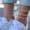 Anklets Iced Out 4MM Zircon Tennis Anklet Bracelet for Women Dazzling Bracelet on The Leg Chain Sexy Decoration on Foot Fashion Jewelry YQ240208