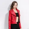 Motorcykelkläderkvinnas cyklistrock Rock Women's Jacket Pu Leather Punk Wear Motent Small Size S-XL