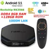 T95 PLUS RK3566 Android 11 Smart TV BOX Rockchip DDR4 8 ГБ ОЗУ 128 ГБ ПЗУ 5G WIFI 8K декодирование USB30 1000M LAN медиаплеер 240130