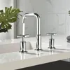 Badezimmer-Waschtischarmaturen, Waschbecken-Wasserhahn, 3 Löcher, Doppelgriffe, Mischbatterie, gebürstetes Gold oder schwarzes Chrom, Wasser