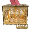Праздничные принадлежности, коробка для свадебных открыток для приема, блестящие деревянные коробки со знаком/замком и гирляндой, подарок