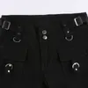 Dżinsowe dżinsy punkowe nity uliczne zamek czarny prosty gotycki niski talia kobiety dżinsowe spodnie estetyczne streetwear ciemne spodnie akademickie