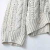 Camisolas femininas 2024 moda inverno estilo casual torção camisola de malha retro manga longa chique alto pescoço all-match top mujer