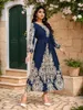 Ethnic Clothing Middle Eastern Women's Arab Muslim Printed Dress Largos Vestidos Elegantes Para Mujer Moroccan Kaftan