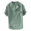 Chemises décontractées pour hommes, couleur unie, boutons en coton, manches courtes, ample, vacances, plage, grande taille, chemise hawaïenne