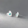 Boucles d'oreilles en argent Sterling S925 pour fille, Gel goutte de cœur avec Design d'amour, cadeau délicat et doux pour amoureux, bijoux