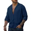 Erkekler Sıradan Gömlekler Premium Kalite ve Konforlu Katı Düğme Up Bol tee üstleri uzun kollu pamuk keten elbise gömlek